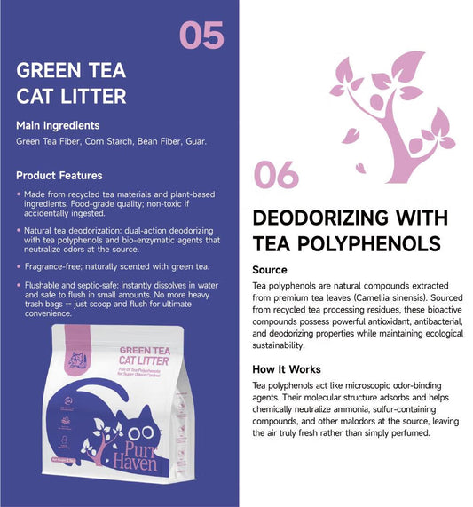 Purr Haven Green Tea Cat Litter | 10 Carton | 6 Packs Per Carton | 2.5kg Per Pack