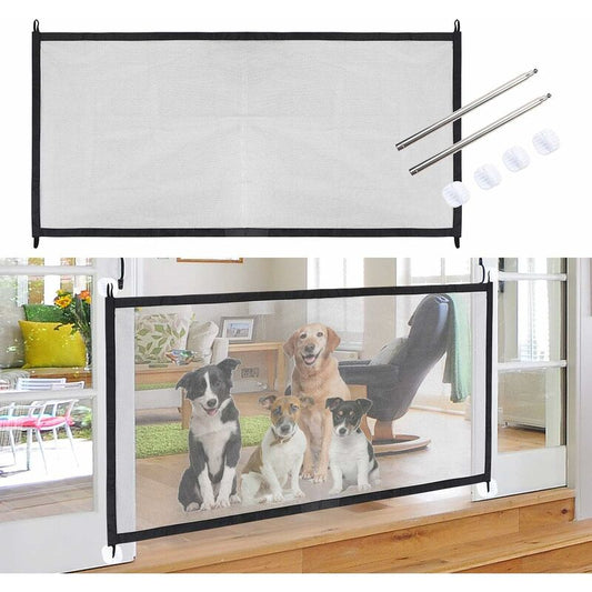 Pet Dog Safety Gate Portable Expandable Dog Gate Foldable Mesh Door Magic Dog Gate For Kitchen Stairs Hallways Baby