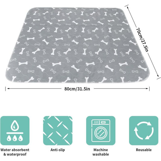 2 pcs 80 70Cm Ultra Absorbent Dog Training Mat, Non-Slip Washable Dog Mat, Reusable Puppy Training Mat For