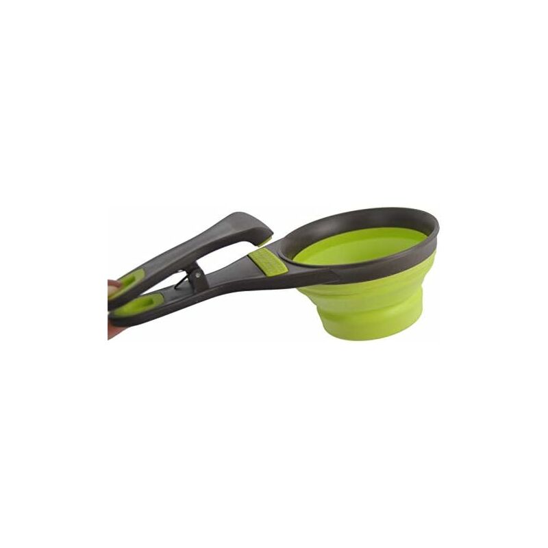 Multi-Purpose Pet Food Scoop, 3 In 1 Collapsible Silicone Measuring Cup And Bag Seal Clip For Dog Cat Storage Food