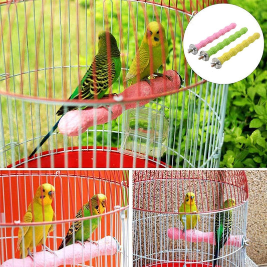 Bird Perch Parrot Stand Cage Accessories Natural Wooden Stick Paw Grinding Rough-surfaced Chew Toy for Cockatiels,Cockatoo,Lorikeet,Conure,Parakeet 3 Pack (Random Color,7.9inch)