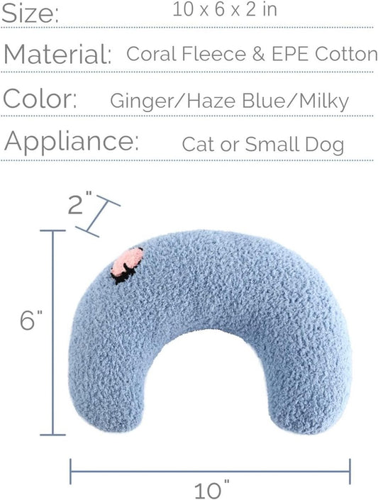 Pet Cushion - Soft Plush Pet Cushion - Cute Patterned Pet Mat - Comfortable Neck Support - Suitable for Cats and Dogs - White