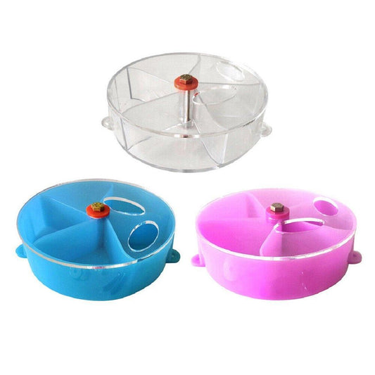 Parrot Foraging Toy Bird Chew Wheel Food Dispenser Divider Box Cage Accessory - Blue