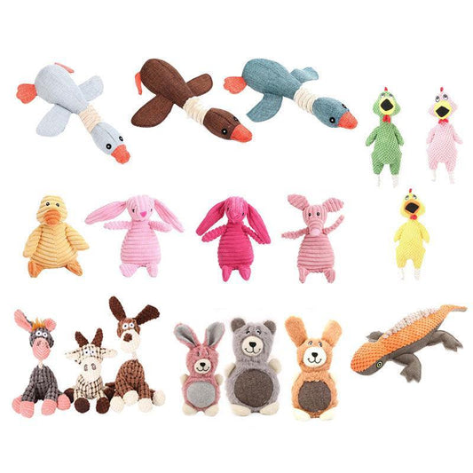 Squeaky Dog Toy Plush Chew Rope Pet Puppy Toys with Squeaker Crinkle for Teething - Dark Goose