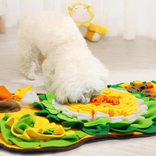 Interactive Dog Snuffle Mat Bone Shape 64x43cm - Slow Feeder & Foraging Puzzle Toy - Golden Yellow Fleece Nosework Pad for Anxiety Relief & Mental Stimulation