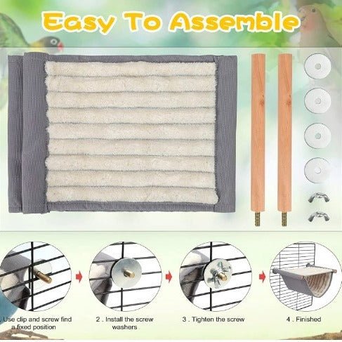 2-Pack Yellow Bird Hammock Bed for Parrots, Budgies, and Small Pets – Warm, Soft, Washable Hanging Nest with Easy Installation for Cage or Window Use(Size: S)