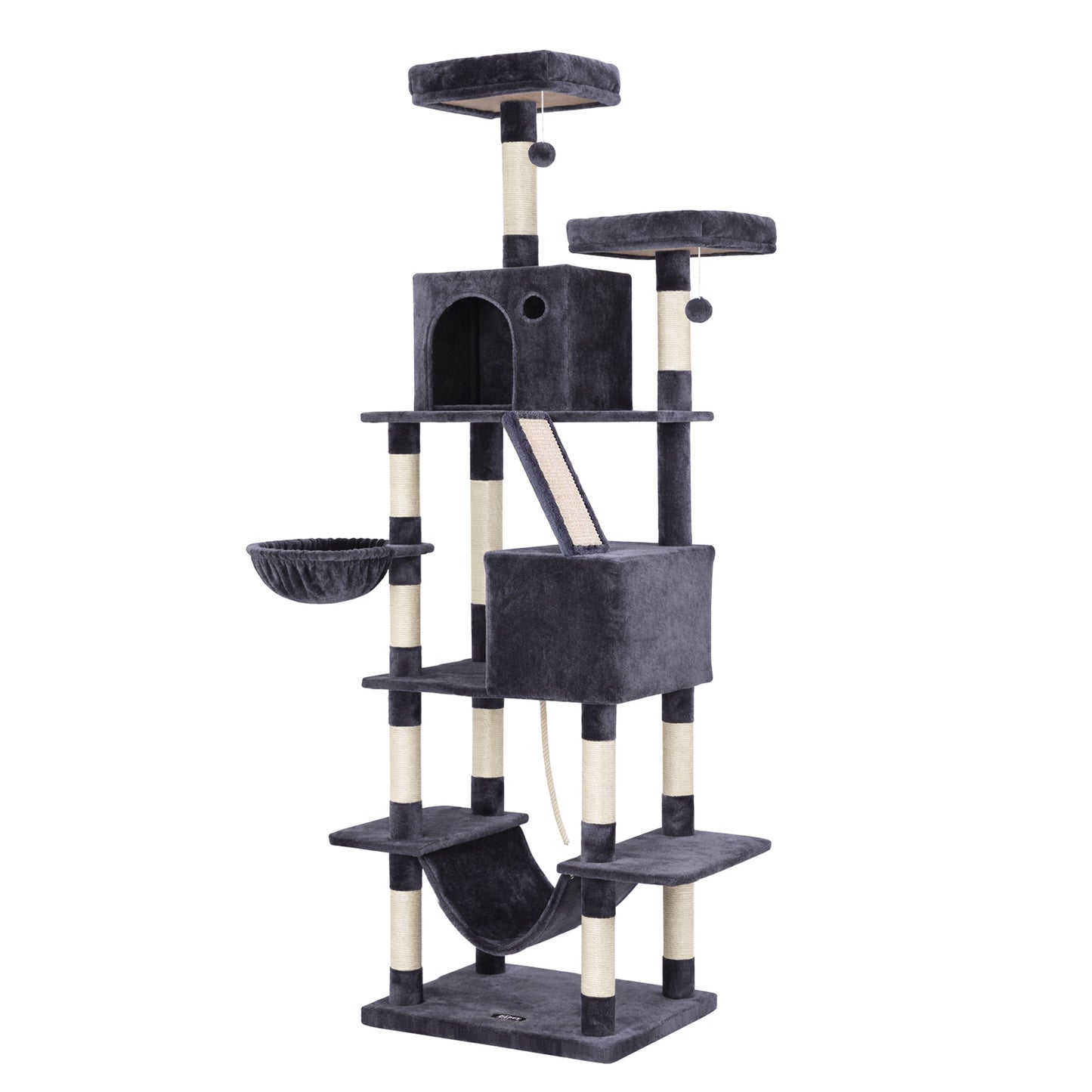i.Pet Cat Tree Tower 206cm Large Scratching Post Furniture Scratcher House Grey