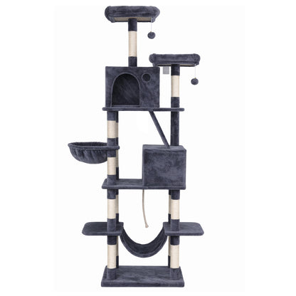 i.Pet Cat Tree Tower 206cm Large Scratching Post Furniture Scratcher House Grey