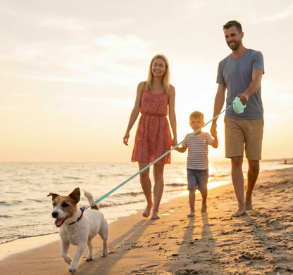 Retractable Dog Leash – 16.5 ft Automatic Walking Lead with One-Hand Brake Lock & Anti-Tangle Nylon Tape – Heavy-Duty 55 lb Capacity – Ideal for Small to Medium Dogs (Green)