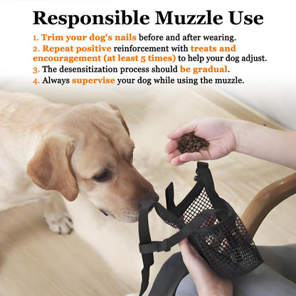 Soft Mesh Dog Muzzle for Small Medium Large Dogs – Breathable Adjustable Anti-Bite Chewing Guard with Overhead Strap – Fits Labrador, German Shepherd, Golden Retriever – 5 Sizes (Grey,L)