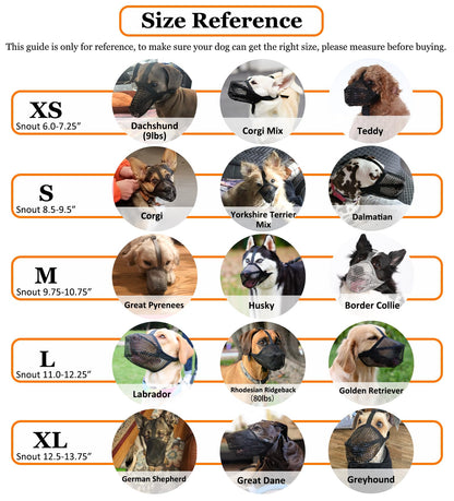 Soft Mesh Dog Muzzle for Small Medium Large Dogs – Breathable Adjustable Anti-Bite Chewing Guard with Overhead Strap – Fits Labrador, German Shepherd, Golden Retriever – 5 Sizes (Grey,S)