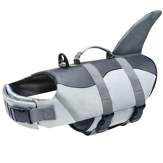 Pet products Dog Life Jacket, Cute Shark Dog Life Vest for Swimming Boating with Superior Buoyancy and Rescue Handle, Adjustable Puppy Floating Swim Vest for Small Medium Large Dogs(M)