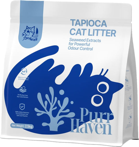 Purr Haven Tapioca Cat Litter | 10 Carton | 6 Packs Per Carton | 2.5kg Per Pack