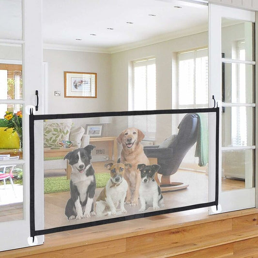 Pet Dog Safety Gate Portable Expandable Dog Gate Foldable Mesh Door Magic Dog Gate For Kitchen Stairs Hallways Baby