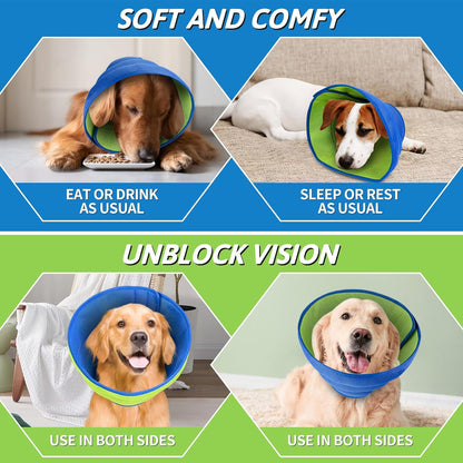 Soft Dog Cone for Dogs After Surgery, Breathable Dog Cones for Large Medium Small Dogs and Cats Anti-Lick Protective Wound,Adjustable Dog Recovery Cone Collar, Elizabethan Collar for Pet (M)
