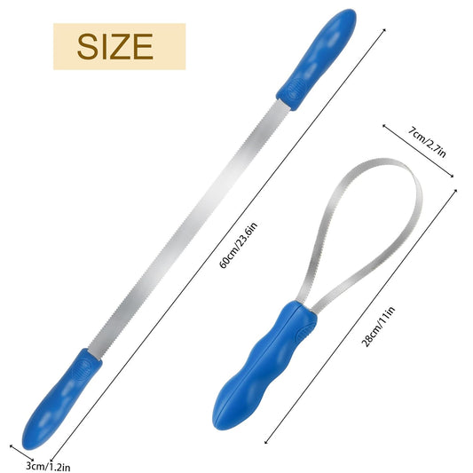 Dual-Sided Shedding Blade Dogs Hair Brush - Stainless Steel Grooming Horse Tool with No-slip Grip - Fine Teeth for Long, Short