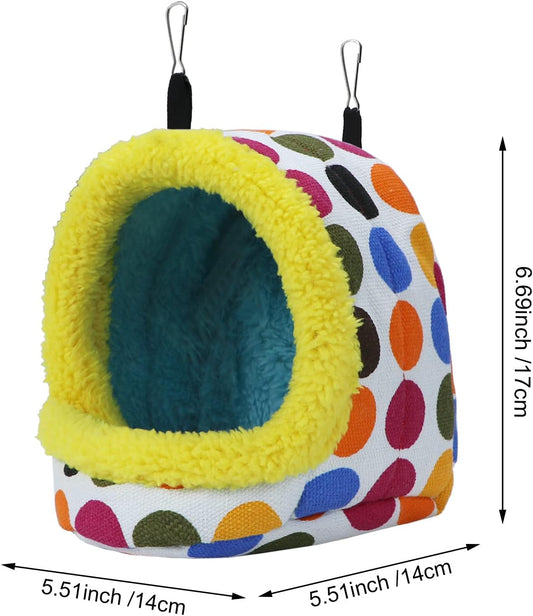Bird Hanging Hammock Winter Warm Parrot Nest House Bed Plush Snuggle Pet Cave Hammock Toy for Conure Lovebird Budgie Parakeet Cockatiel Cage Accessory (Medium)