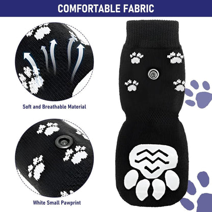 Dog Shoes - Dog Shoe Paw Pads - Non-slip Dog Socks 4-Piece Set - Dog Socks with Adjustable Shoulder Straps - Cotton Dog Socks Suitable for Small and Large Dogs - Waterproof - Non-slip - Dog Shoes (L)