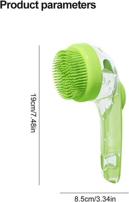 Dog Wash Brush with Soap Dispenser - Long Handle & Soft Massage Head - For Efficient Coat Care