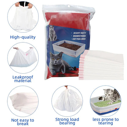 Cat Litter Bags - Cat Litter Liner - Cat Litter Bags - With Drawstring - Extra Strong - Cat Litter Bags - Hygiene - Leakproof - Thick Plastic Bags - Cat Accessories - Cleaning - Universal - Large Size - Tear-resistant - White - 3 pieces