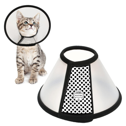 Cat Collar - Dog Cone - Anti-Lick Collar - Anti-Bite - Anti-Scratch - Adjustable - Soft Edge - Comfortable - Lightweight - Velcro Closure - Transparent - Washable - Neck Collar - Training Collar - Kitten - Small Cat - S - 13-16 cm - 1 Piece