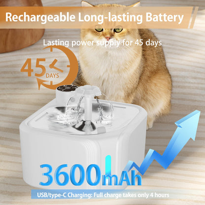 Cat Drinking Fountain - Water Fountain - Dog Drinking Bowl - Automatic Drinking Bowl - Cat Fountain - Dog Fountain - Water Dispenser - Whisper-Quiet - Includes 8 Filters - LED Lighting - Water Bowl - Pet Accessories - 2.8 Liters - Black - 1 Piece