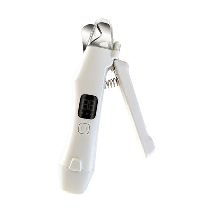 Dog Nail Scissors - Cat Nail Clippers - Professional Nail Clippers - LED Lighting - Rechargeable - Digital Display - Pet Care - Nail Cutting - Collection Tray - Paw Care - Safe & Sharp - Stainless Steel - Nail Care - White - 1 Piece