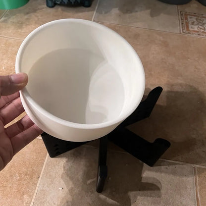 Elevator Pet Bowl, Neck Support Food Bowl, Easy to Clean (Elevator Cat Bowl), Black and White