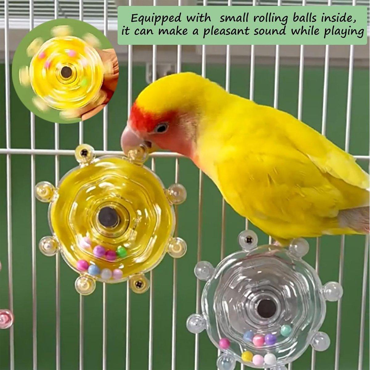 Interactive Parrot Spinning Wheel Stress Relief Toy for Small Birds Durable - Purple