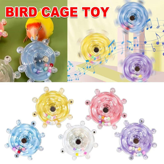 Interactive Parrot Spinning Wheel Stress Relief Toy for Small Birds Durable - Transparent