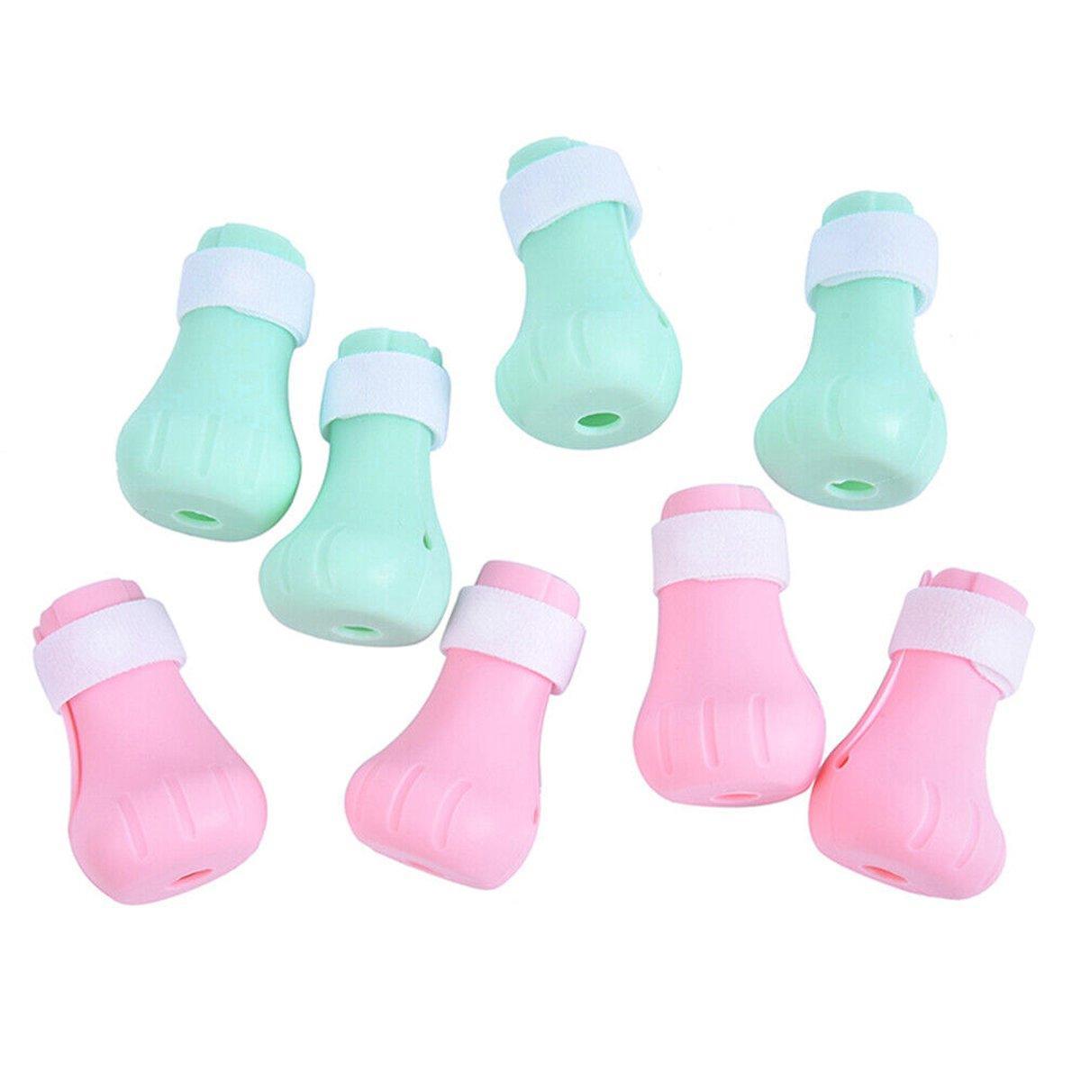 4pcs Cat Bathing Grooming Anti-Scratch Silicone Pet Socks for Bathing Feeding - Pink