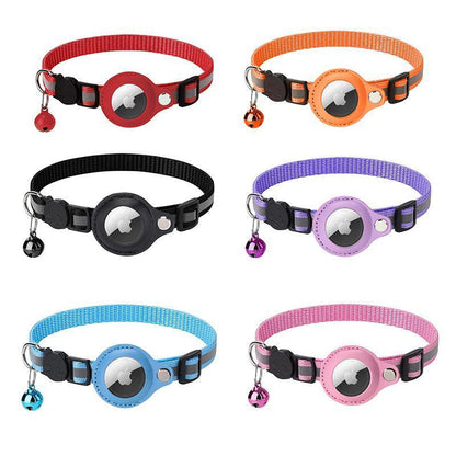 Reflective Pet Collar with Holder for AirTag Tracker – Anti-Lost Cat Dog Tag - Pink