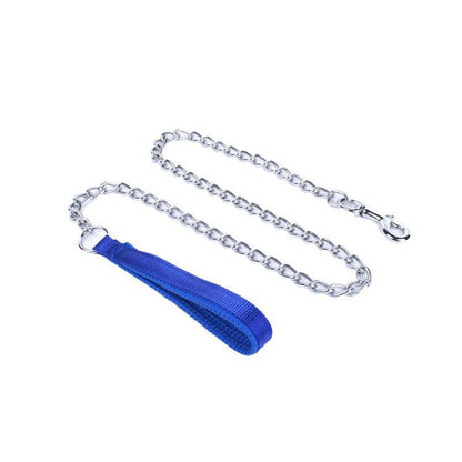 120Cm Pet Dog Puppy Padded Handle Metal Chain Dog Leash - Black