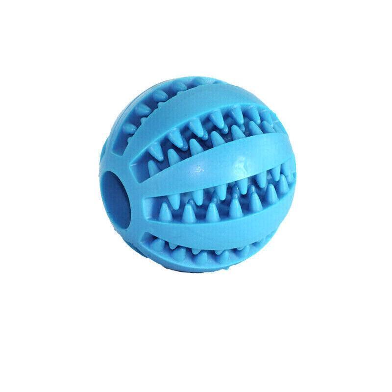 Dog Chew Toy Rubber Ball Treat Dispenser Dental Cleaning Training Play Ball - Light Blue Spherical (Small)