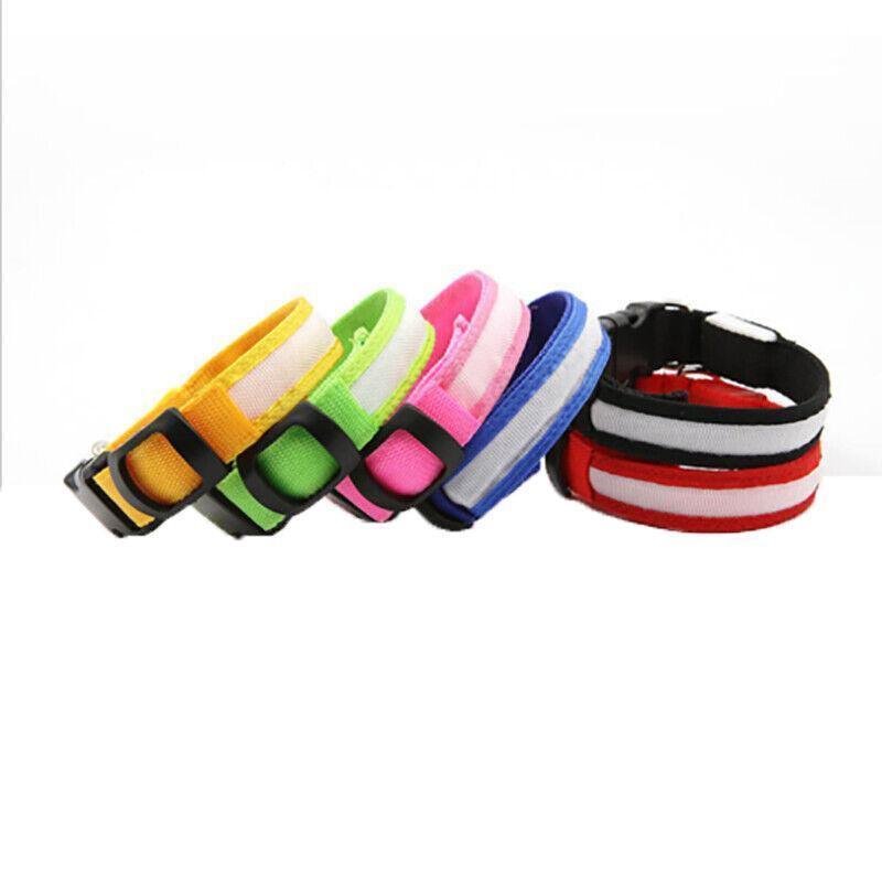 XL Size USB Rechargeable LED Dog Collar Nylon Glow Flashing Light Up Gear - Orange