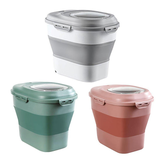Large Capacity Pet Food Storage Box Foldable Design with Seal Lid - Grey