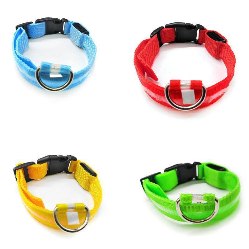 M Size USB Rechargeable LED Dog Collar Nylon Glow Flashing Light Up Pet Collar - Yellow