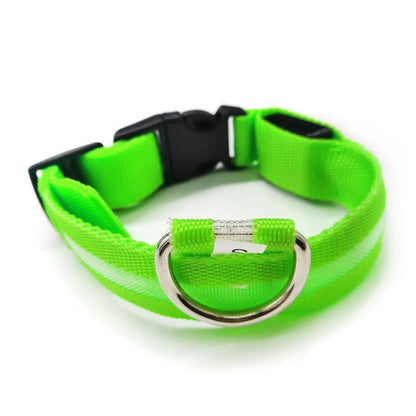 M Size USB Rechargeable LED Dog Collar Nylon Glow Flashing Light Up Pet Collar - Yellow