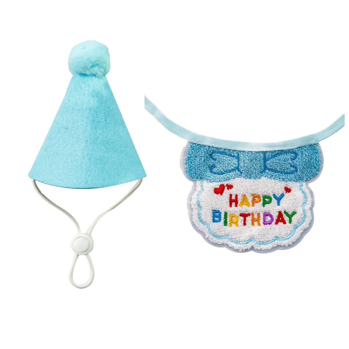 Pet Birthday Dog Cat Bib Scarf Hat Accessory Dogs Cats Celebration - Orange