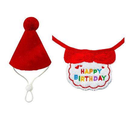 Pet Birthday Dog Cat Bib Scarf Hat Accessory Dogs Cats Celebration - Pink