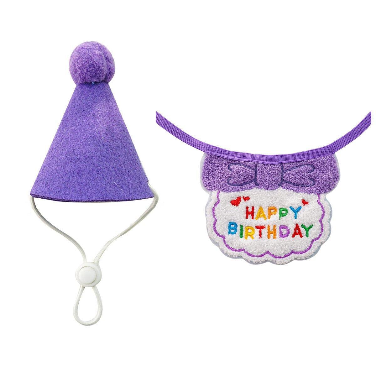 Pet Birthday Dog Cat Bib Scarf Hat Accessory Dogs Cats Celebration - Sky Blue
