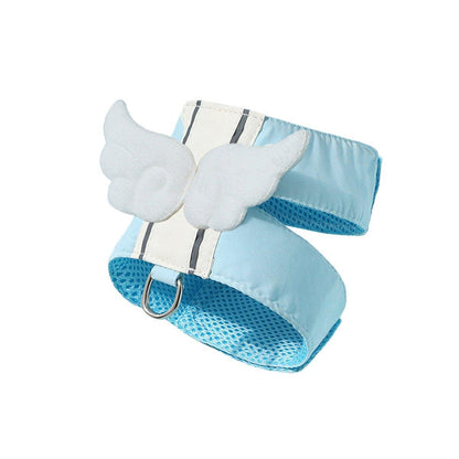 Pet Angel Wings Dog Vest Leash Cat Harness Anti-Break Walking Dog Leash Set - Blue-S