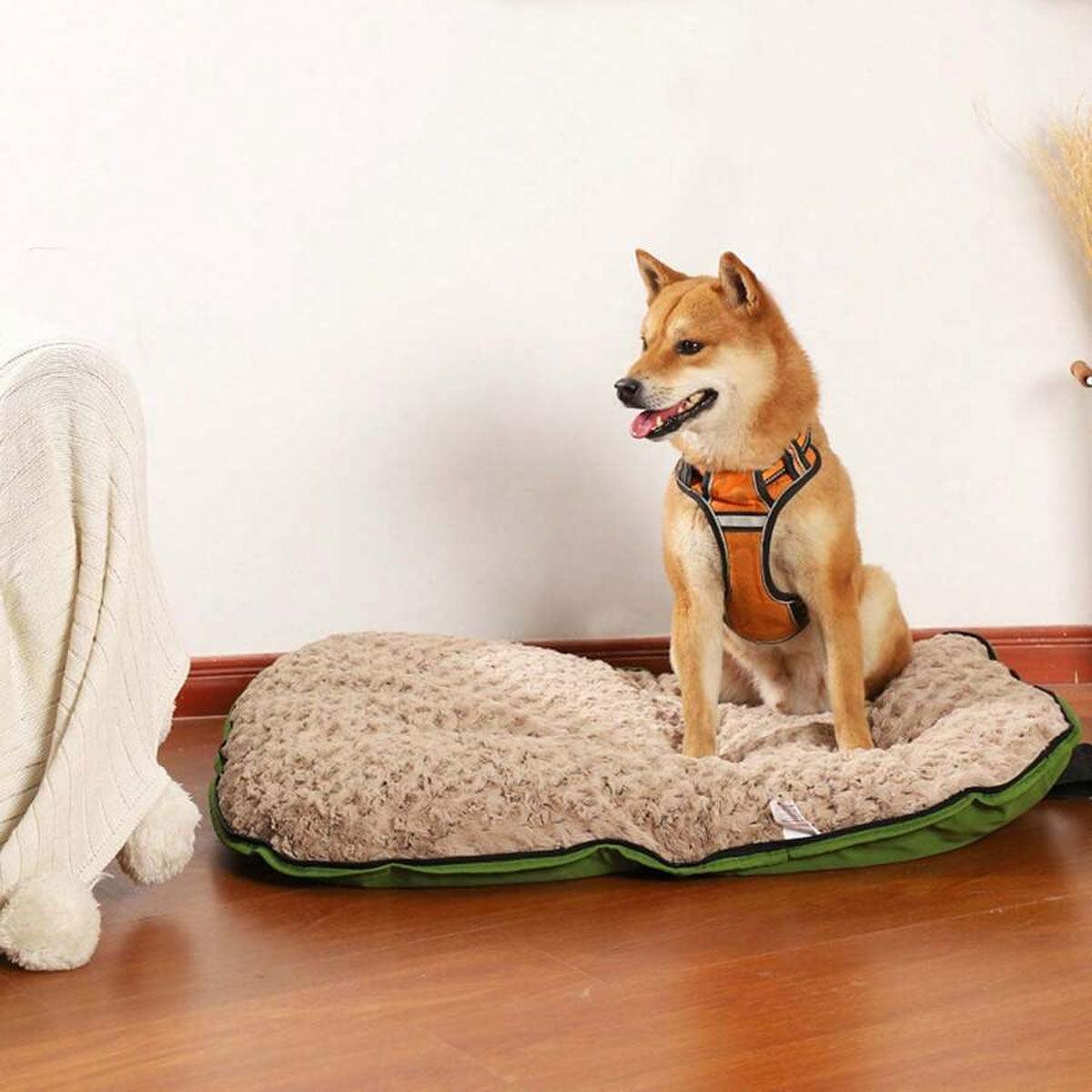 Portable Folding Pet Kennel Zippered Outdoor Dog Bed Travel Mat Waterproof - Yellow