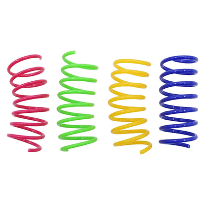 4PCS Cat Spring Toys Colourful Plastic Jumping Toy for Kitten Interactive Play