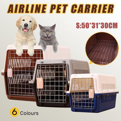 Portable Pet Travel Carrier Crate for Dog Cat Rabbit Ventilated Transport Box - Blue