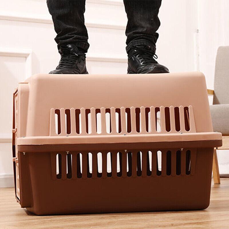 Portable Pet Travel Carrier Crate for Dog Cat Rabbit Ventilated Transport Box - Pink