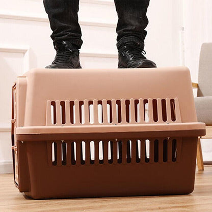 Portable Pet Travel Carrier Crate for Dog Cat Rabbit Ventilated Transport Box - Pink