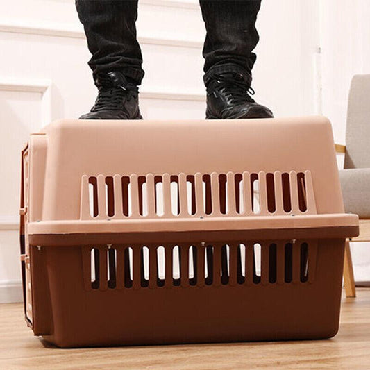 Portable Pet Travel Carrier Crate for Dog Cat Rabbit Ventilated Transport Box - Pink