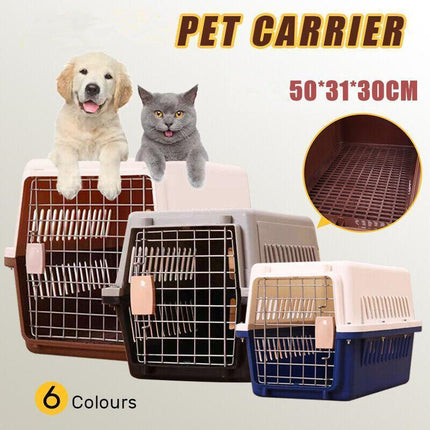Portable Pet Travel Carrier Crate for Dog Cat Rabbit Ventilated Transport Box - Pink