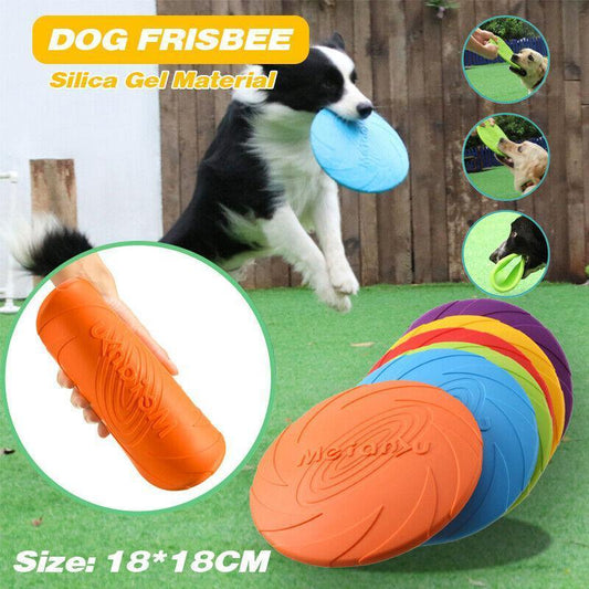 Frisbee Toy for Dogs Outdoor Fetch Training Soft Rubber Pet Flying Disc 18cm - Purple